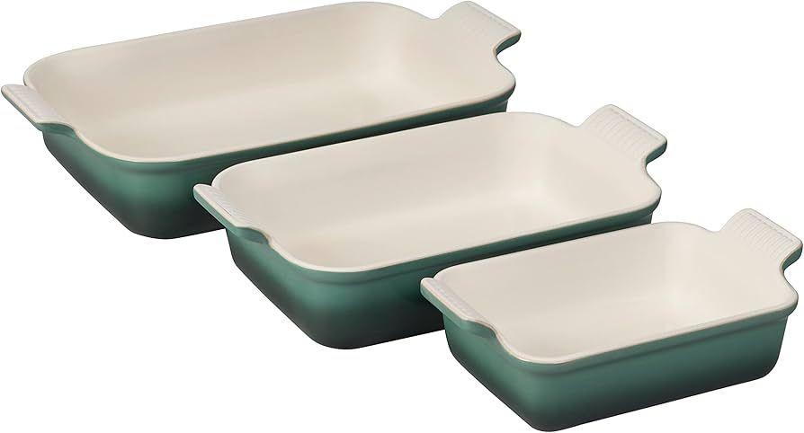 Le Creuset Stoneware Heritage Set 3 Rectangular Dishes, Artichaut | Amazon (US)