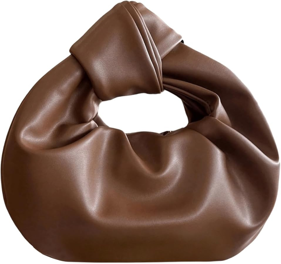 MakeMeChic Women's Faux Leather Ruched Hobo Handbag Knot Top Handle Clutch Purse | Amazon (US)
