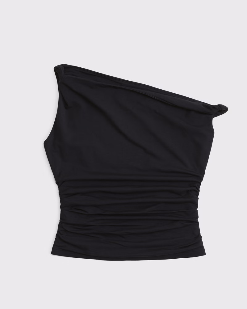 Abercrombie & Fitch Women's Asymmetrical Twist Top in Black - Size XXS | Abercrombie & Fitch (US)