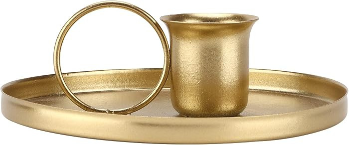 Candle Holder with Handle, Iron Chamberstick Candle Holder, Gold Retro Candlestick Holders with B... | Amazon (US)