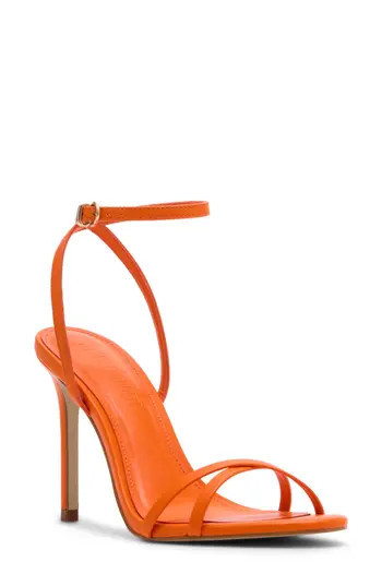 Steve Madden Ankle Strap Stiletto Sandal in Orange Leather at Nordstrom Rack, Size 8 | Nordstrom Rack