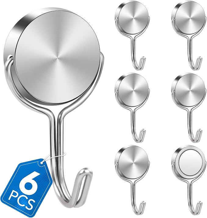 LOVIMAG Magnetic Hooks for Cruise Cabins 60Lbs 6 Pack | Heavy Duty Swivel Rare Earth Magnets,Clas... | Amazon (US)