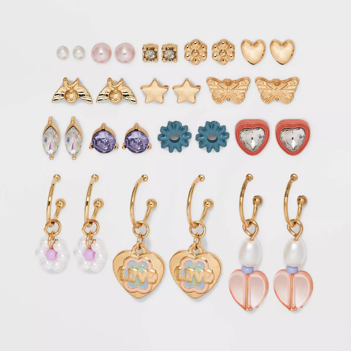 Girls' 15pk Butterfly and Hoops with Heart Earring Set - art class™ | Target