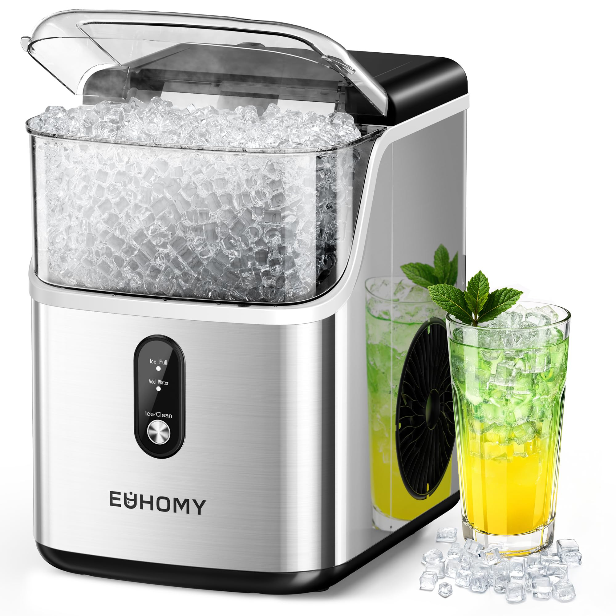 EUHOMY Nugget Ice Makers for Countertop with Ice Scoop & Basket, Self-Cleaning Sonic Pebble/Pelle... | Amazon (US)