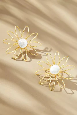 Pearl Wire Flower Earrings | Anthropologie (US)