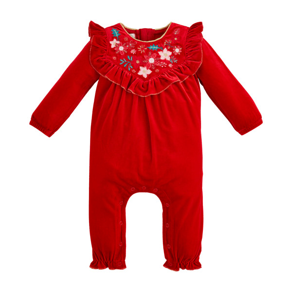 Poinsettia baby bodysuit | Mud Pie
