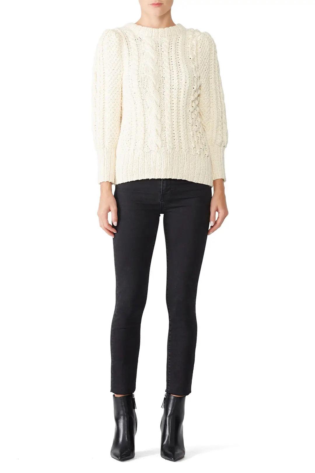 Apiece Apart Ermita Cable Stitch Puff Sleeve Sweater | Rent The Runway