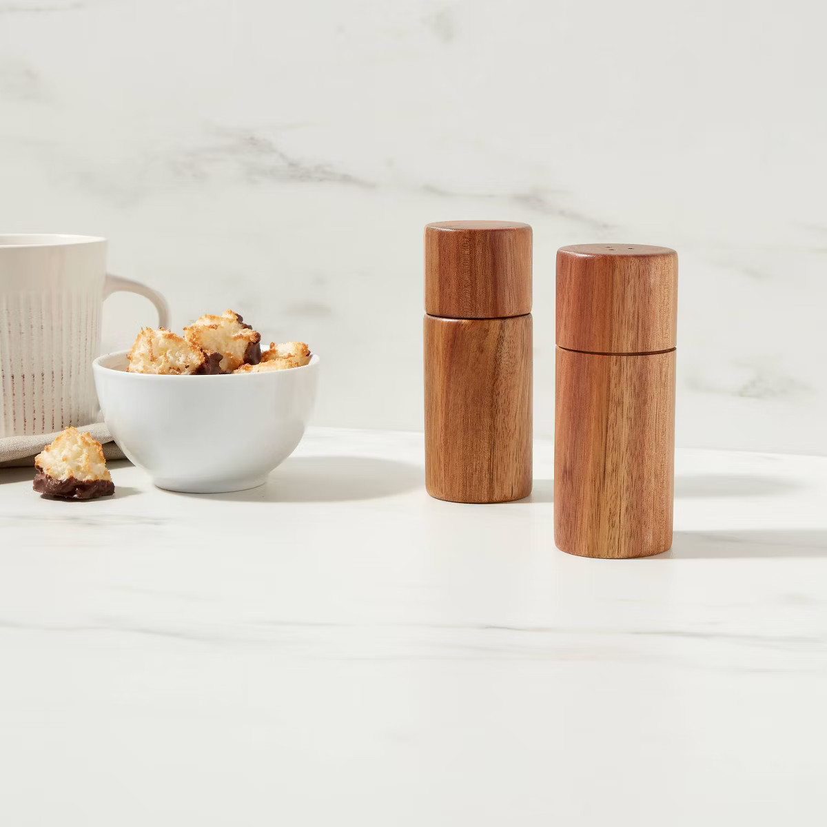 2pc Acacia Round Salt Shaker & Pepper Grinder Set - Threshold™: Brown Spice Mills, 5" Height, 6... | Target