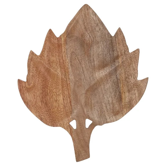 Wood Leaf Decorative Tray, Natural, 12", Fall by Way To Celebrate | Walmart (US)