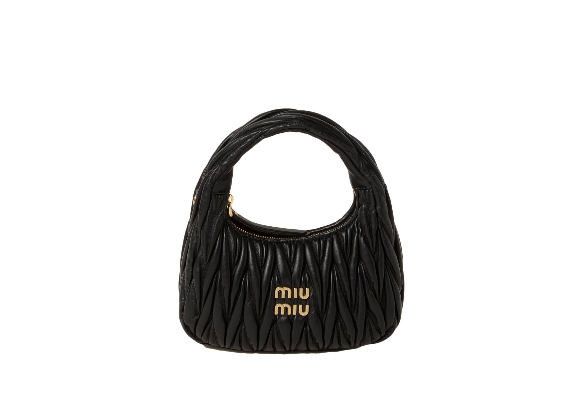 Miu Miu Wander Matelasse Nappa Leather Mini Hobo Bag Black | StockX