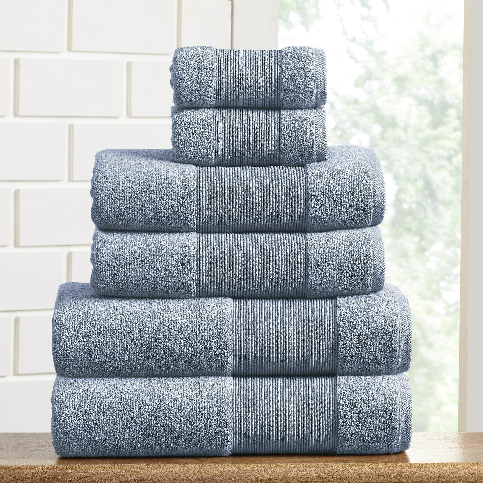 Modern Threads Aircloud 100% Cotton 6 Piece Luxury Towel Set, Blue - Walmart.com | Walmart (US)