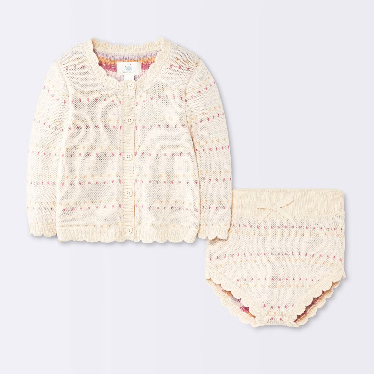 Baby Girls' 2pc Birdseye Pointelle Sweater Cardigan and Bloomer Set - Cloud Island™ Cream | Target