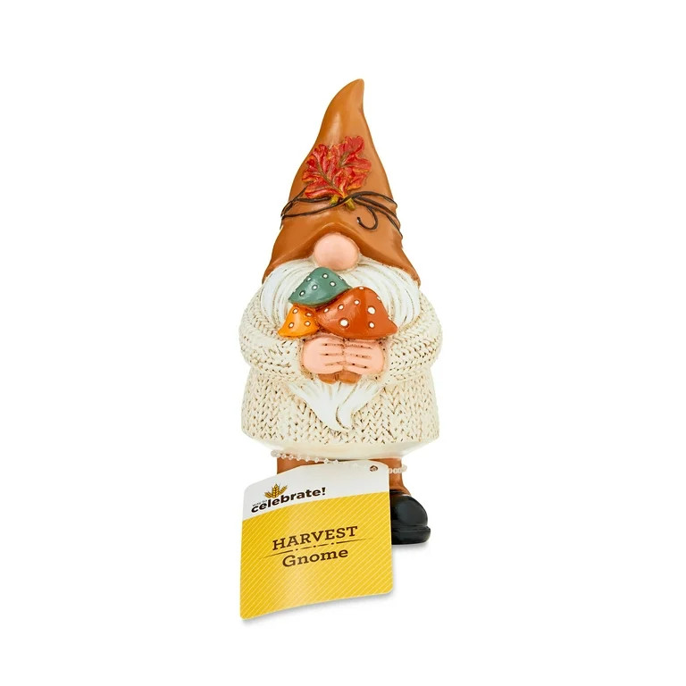 Harvest Orange Mushroom Gnome Decoration, 6 in, by Way To Celebrate | Walmart (US)