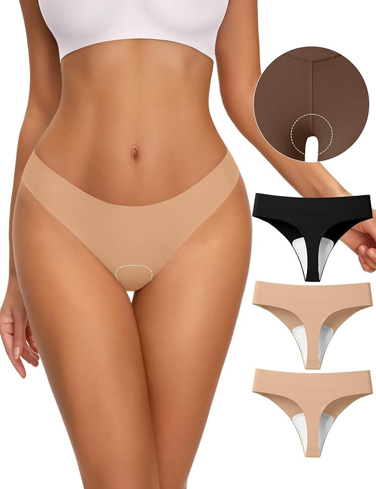 NIASOUL Thongs for Women Seamless Thong Panty Liners No Show Breathable G-Strings Workout Underwe... | Amazon (US)