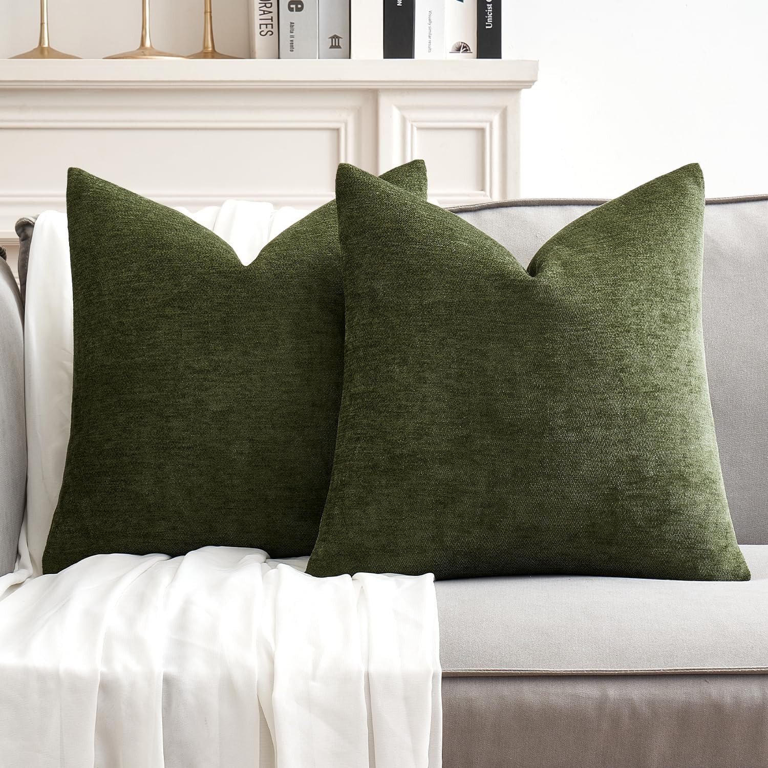 MIULEE Pack of 2 Olive Green Decorative Pillow Covers 18x18 Inch | Amazon (US)