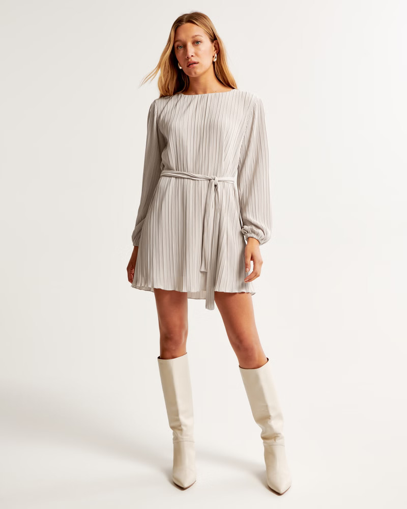 Satin Plisse Easy Mini Dress | Abercrombie & Fitch (US)