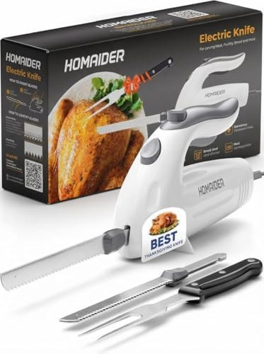 Homaider Electric Knife for Meat Slicing, Turkey, Carving Meat, Bread & More | Ergonomic Handle +... | Amazon (US)