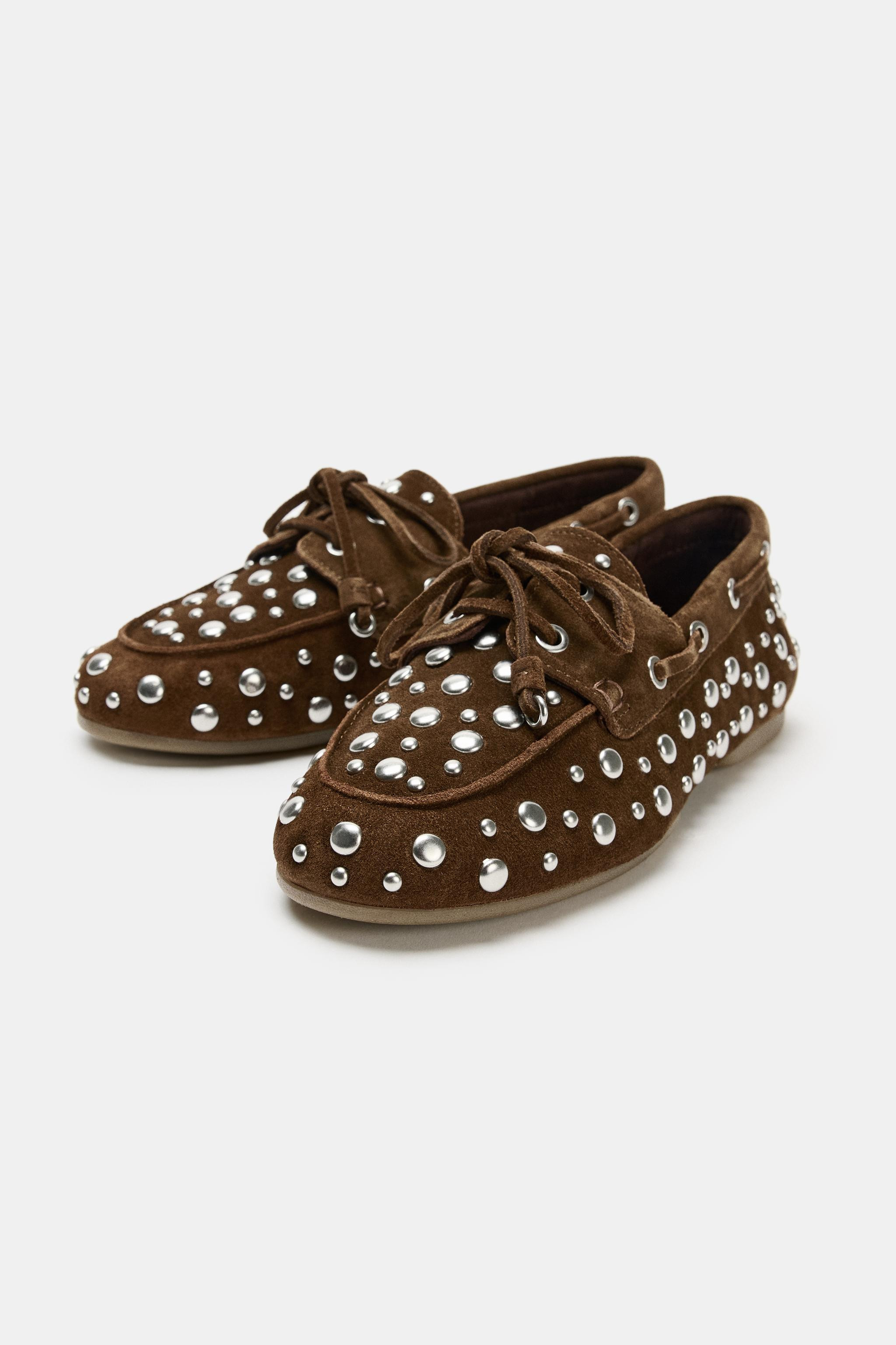 STUDDED SUEDE DECK SHOES | Zara US