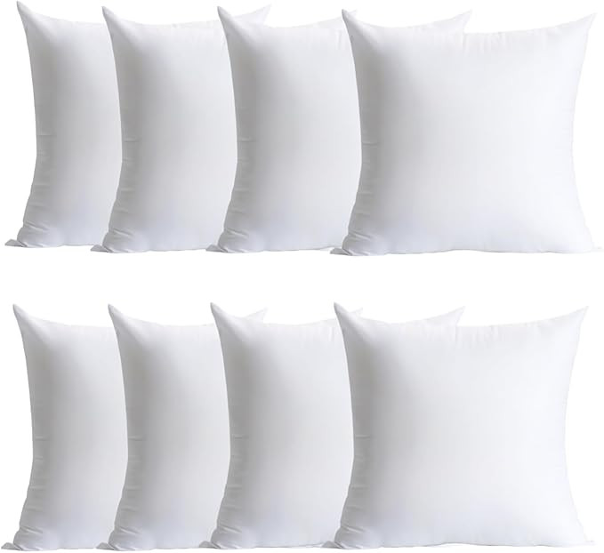 Plush and Durable Throw Pillow Inserts - 18 x 18 inches Set of 8, Hypoallergenic Polyester Fiber ... | Amazon (US)
