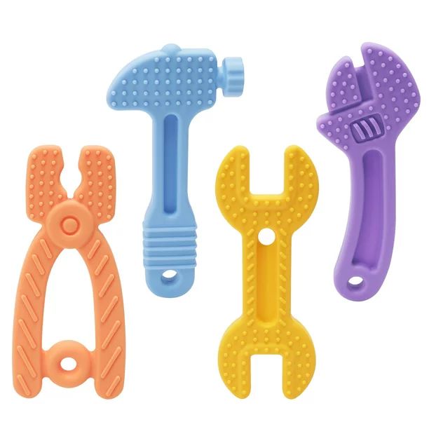 4 PCS Teething Toys Soothe Babies Sore Gums Silicone Teether Toys 0-6 Months 6-12 Months Soft Tex... | Walmart (US)