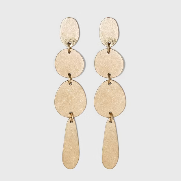 Worn Gold and Brushed Brass Mixed Shape Drop Earrings - Universal Thread™ Gold | Target