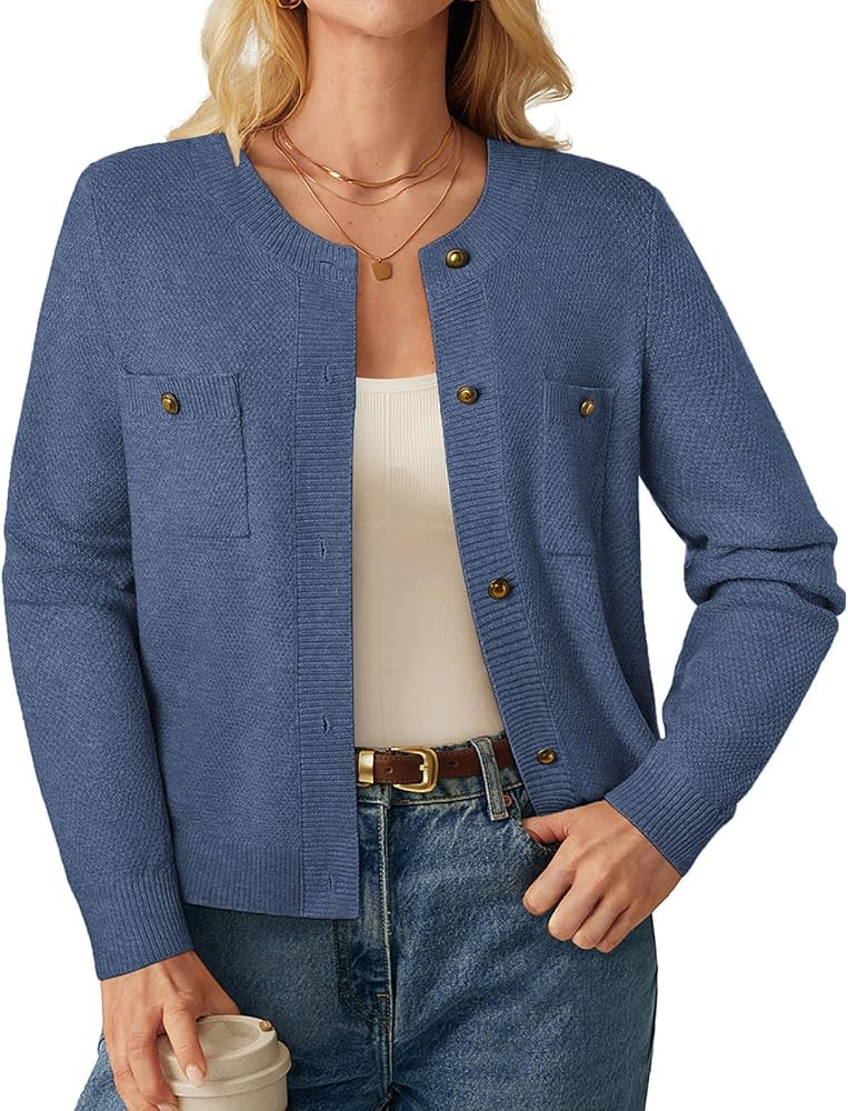 GRACE KARIN Women 2025 Tweed Cardigan Sweaters, Casual Lightweight Cropped Cardigan, Early Fall F... | Amazon (US)