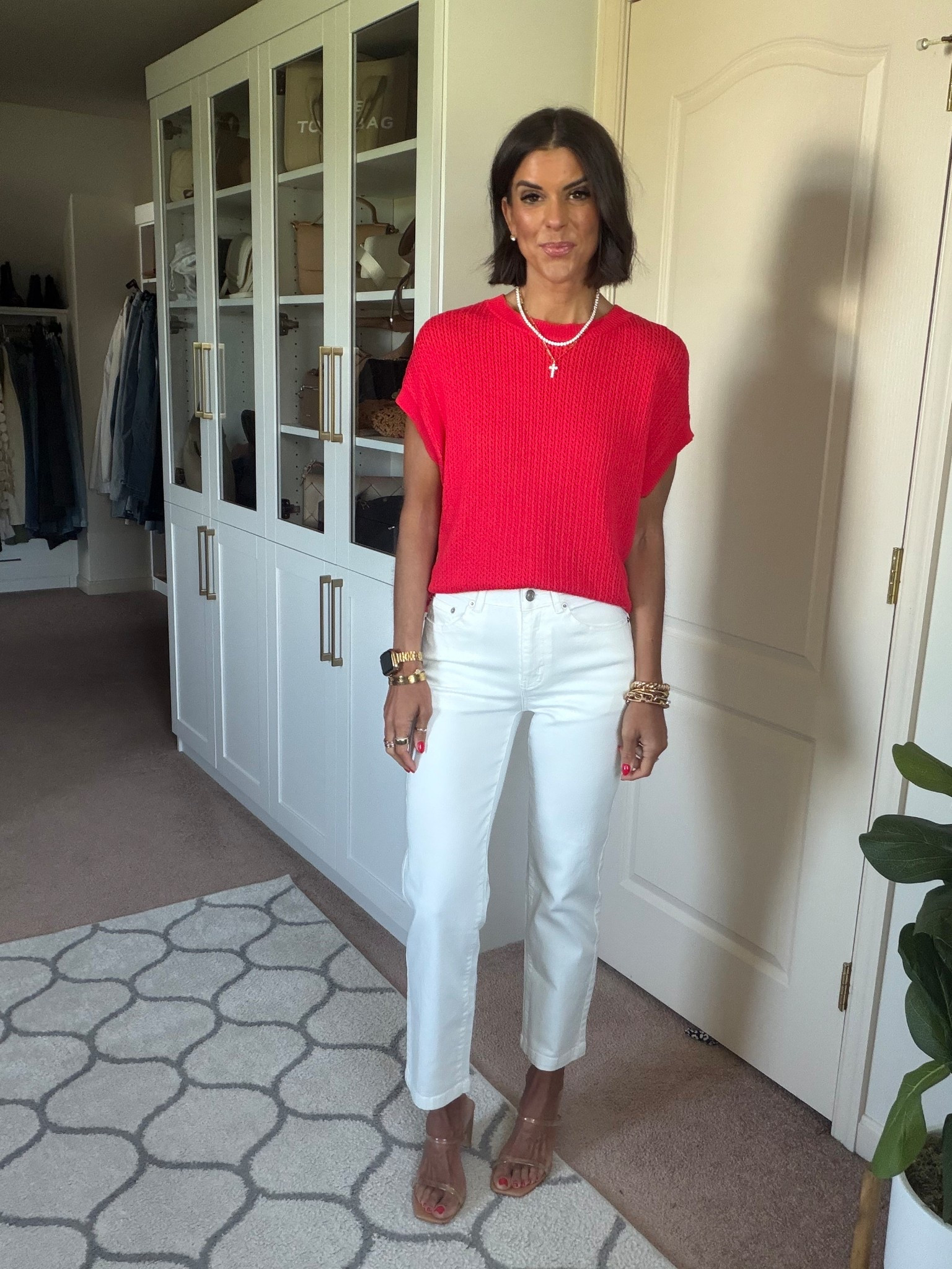 Size small in sweater, sized up one in jeans

#LTKSeasonal