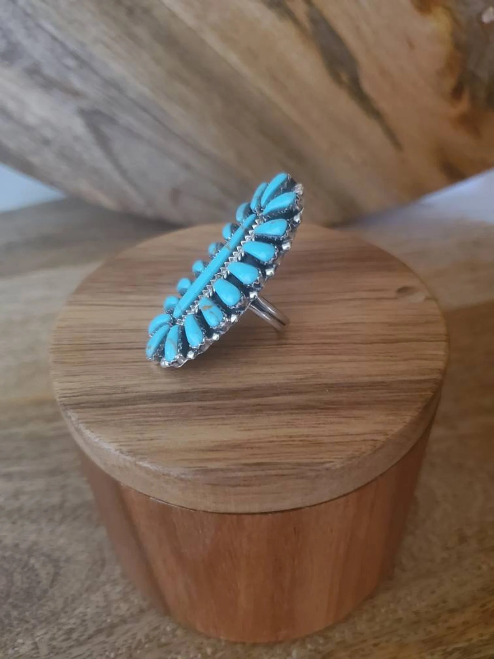 Turquoise Ring Cluster Ring Zuni Jewelry Squash Blossom Ring - Etsy | Etsy (US)