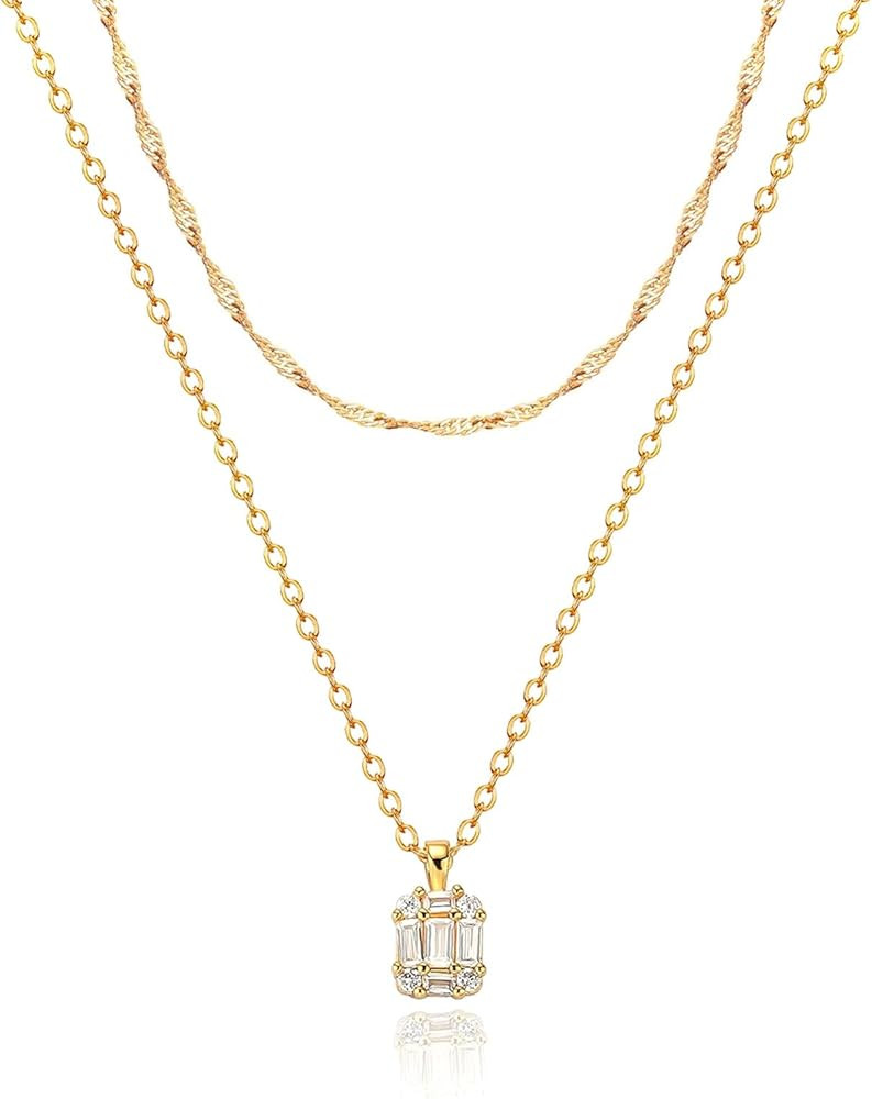 Zeffy Diamond Necklaces for Women, Dainty Gold Necklace 18k Gold Plated Layered Necklaces Simple ... | Amazon (US)