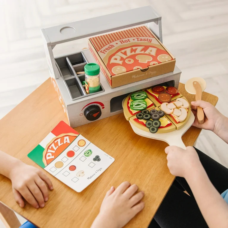 Melissa & Doug Top & Bake Wooden Pizza Counter Play Set (41 Pcs) - FSC Certified | Walmart (US)