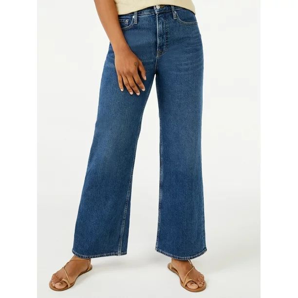 Free Assembly Women's High Rise 70's Wide Leg Straight Jeans - Walmart.com | Walmart (US)