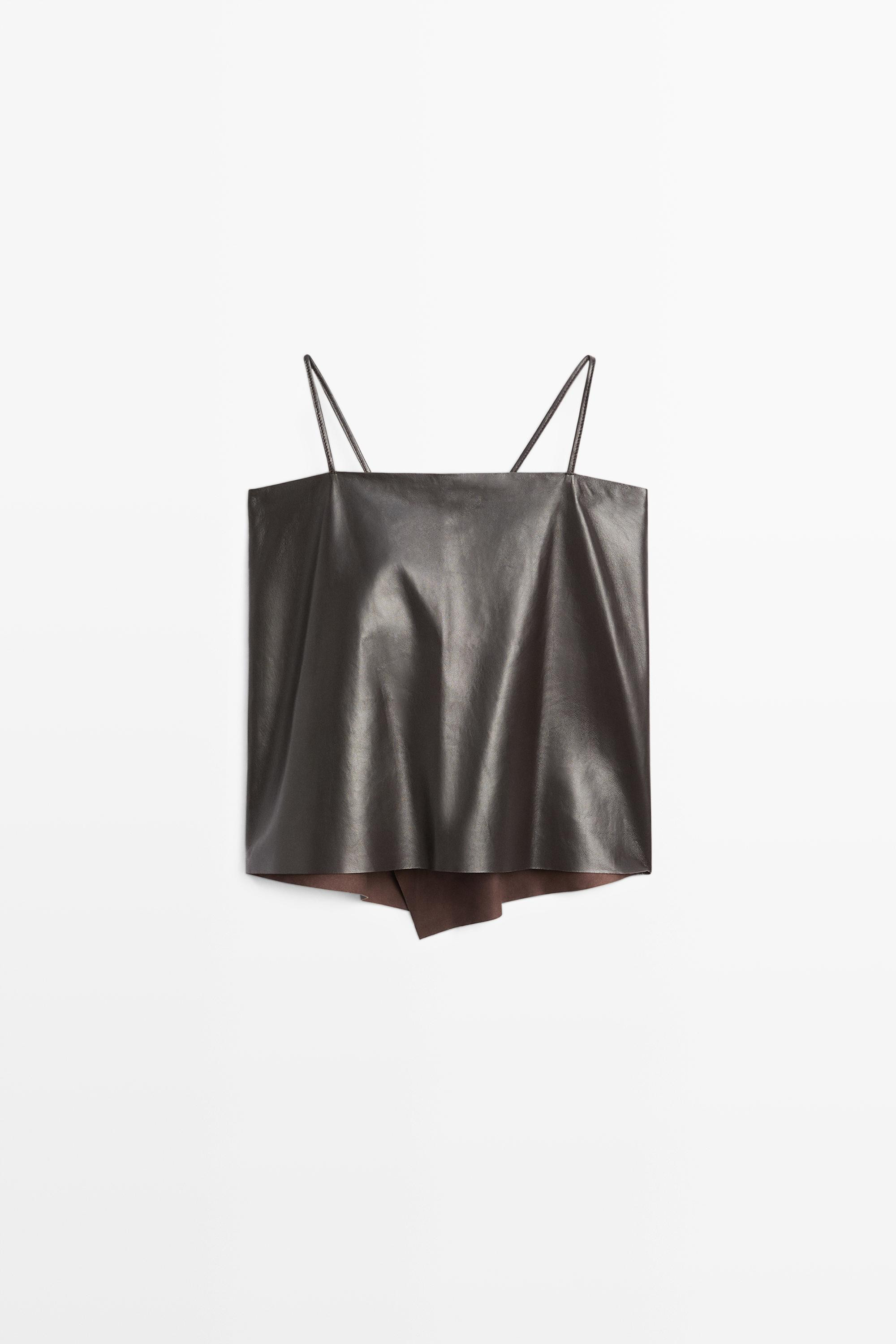 Top à bretelles en cuir nappa avec détail dos | Massimo Dutti FR