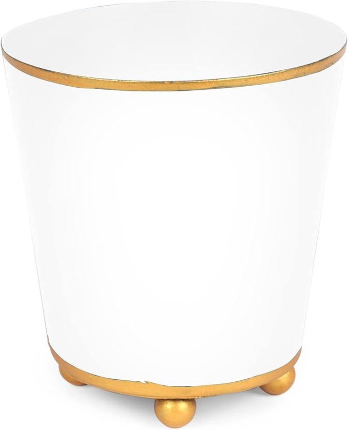 Jaye's Studio Mattie White, Decorative Round Cachepot & Planter, Matte White, Gold Trim & Finish,... | Amazon (US)