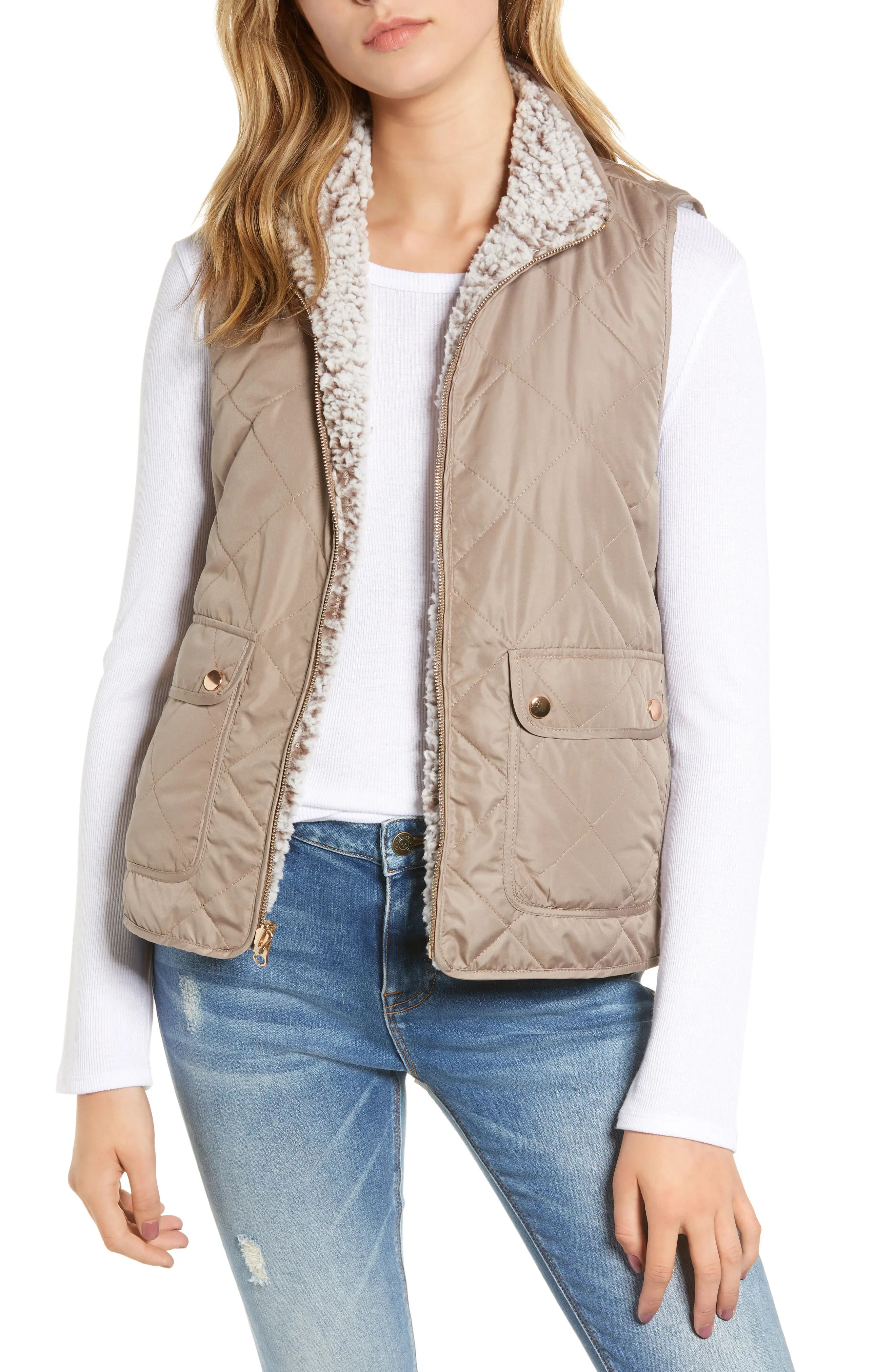 Thread & Supply Reversible Fleece Lined Quilted Vest | Nordstrom