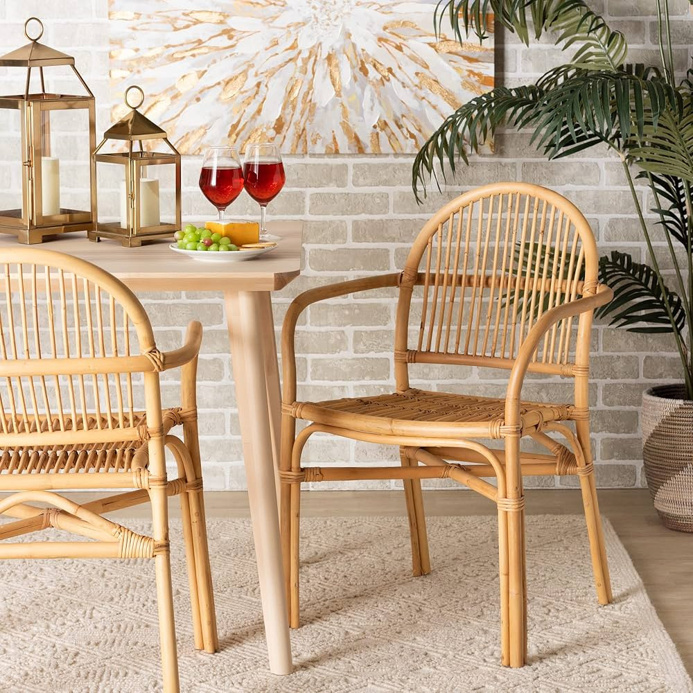 Baxton Studio Tugera Modern Bohemian Natural Brown Rattan Dining Chair | Amazon (CA)