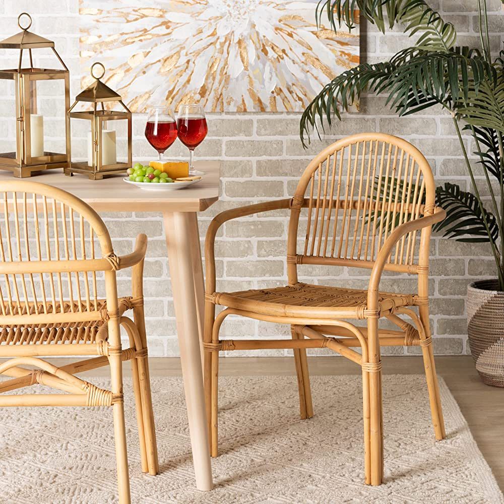 Baxton Studio Tugera Modern Bohemian Natural Brown Rattan Dining Chair | Amazon (CA)
