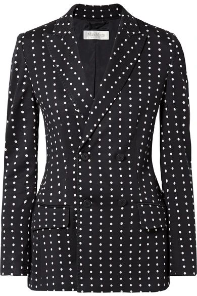 Max Mara - Polka-dot Jersey Blazer - Navy | NET-A-PORTER (US)