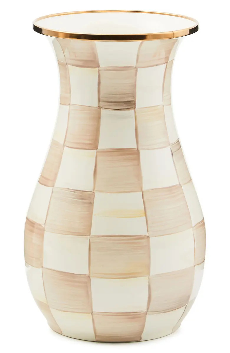 MACKENZIE CHILDS Mocha Check Enameled Steel Tall Vase | Nordstrom | Nordstrom