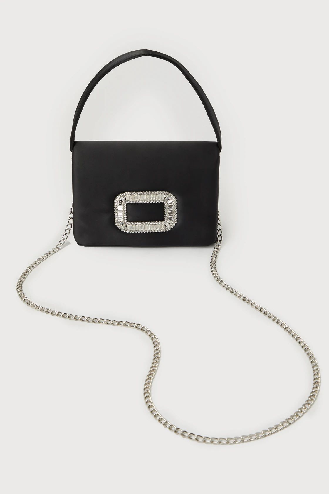 Cutest Approach Black Satin Rhinestone Mini Handbag | Lulus (US)