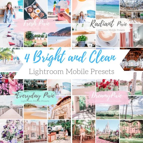 Bright Clean Fresh Lightroom Mobile Presets, Travel Blogger Presets, 4 Lightroom Mobile Presets, ... | Etsy (US)