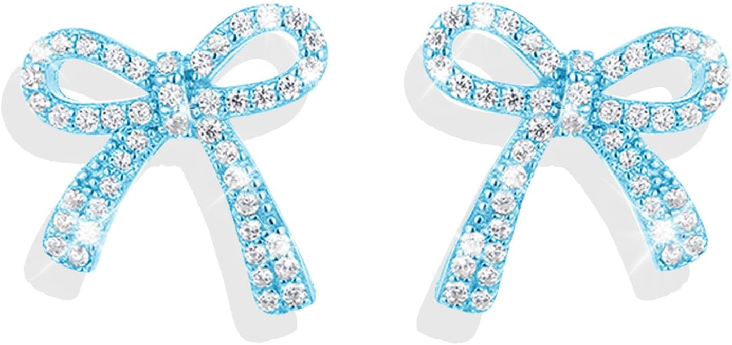 Sparkly Bow Earrings for Women Silver Rhinestone Jewelry, Dangle Tassel Pearl Accents Prom Weddin... | Amazon (US)