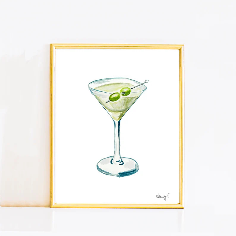 Print | Watercolor Martini Glass Painting | Bar Car Art | Cocktail Designs | Various Sizes - Etsy | Etsy (US)