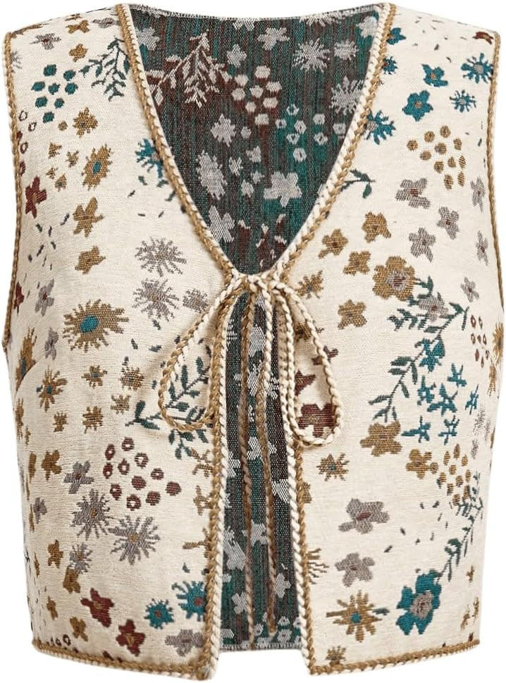 SweatyRocks Women's Embroidered Vest Tops Country Concert Western Outfits | Amazon (US)