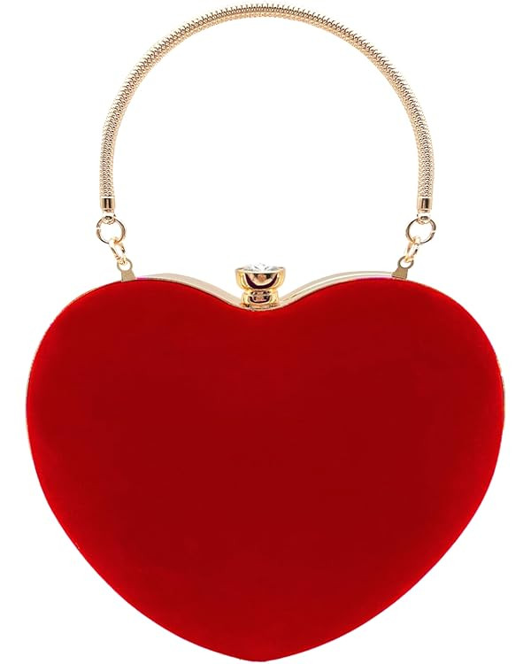 Women Heart Shaped Handbag Wedding Party Evening Bag Mini Clutch Chain Purse Cocktail Prom Evenin... | Amazon (US)