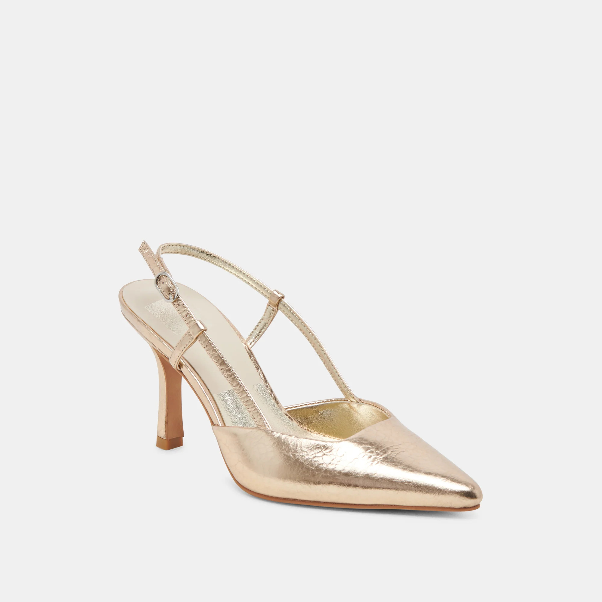 KIM HEELS GOLD DISTRESSED LEATHER | DolceVita.com