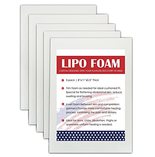 KUSMOO 5 Pack Lipo Foam Pads for Post Surgery Ab Board Liposuction Surgery Flattening Abdominal Compression Garments Lipo Foam Sheets 8" x 11" | Amazon (US)