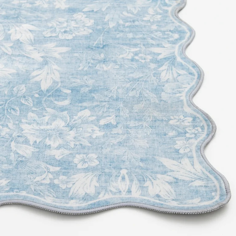 Mainstays 7'x10' Blue Feather Faux Fur Scalloped Indoor Area Rug | Walmart (US)