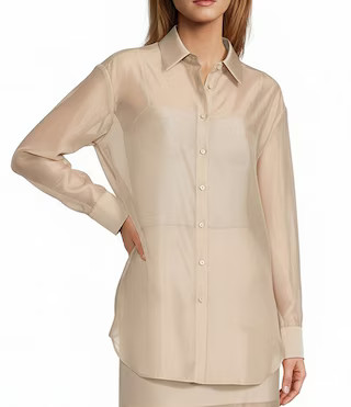 Antonio Melani Priscilla Organza Sheer Long Sleeve Button Front Coordinating Blouse | Dillard's | Dillard's