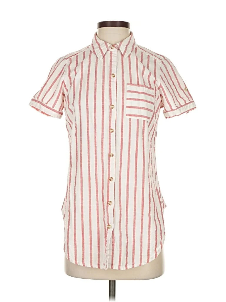 Westport Stripes Ivory Short Sleeve Button-Down Shirt Size S - 29% off | ThredUp (US)