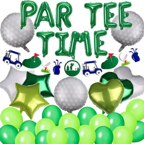 Let's Partee Time Golf Party Decorations Golf Balloons Banner Men Boys Party Balloons Decoration Sport Themed Party Supplies Green Balloons for Birthday Baby Shower Retirement Party | Amazon (US)